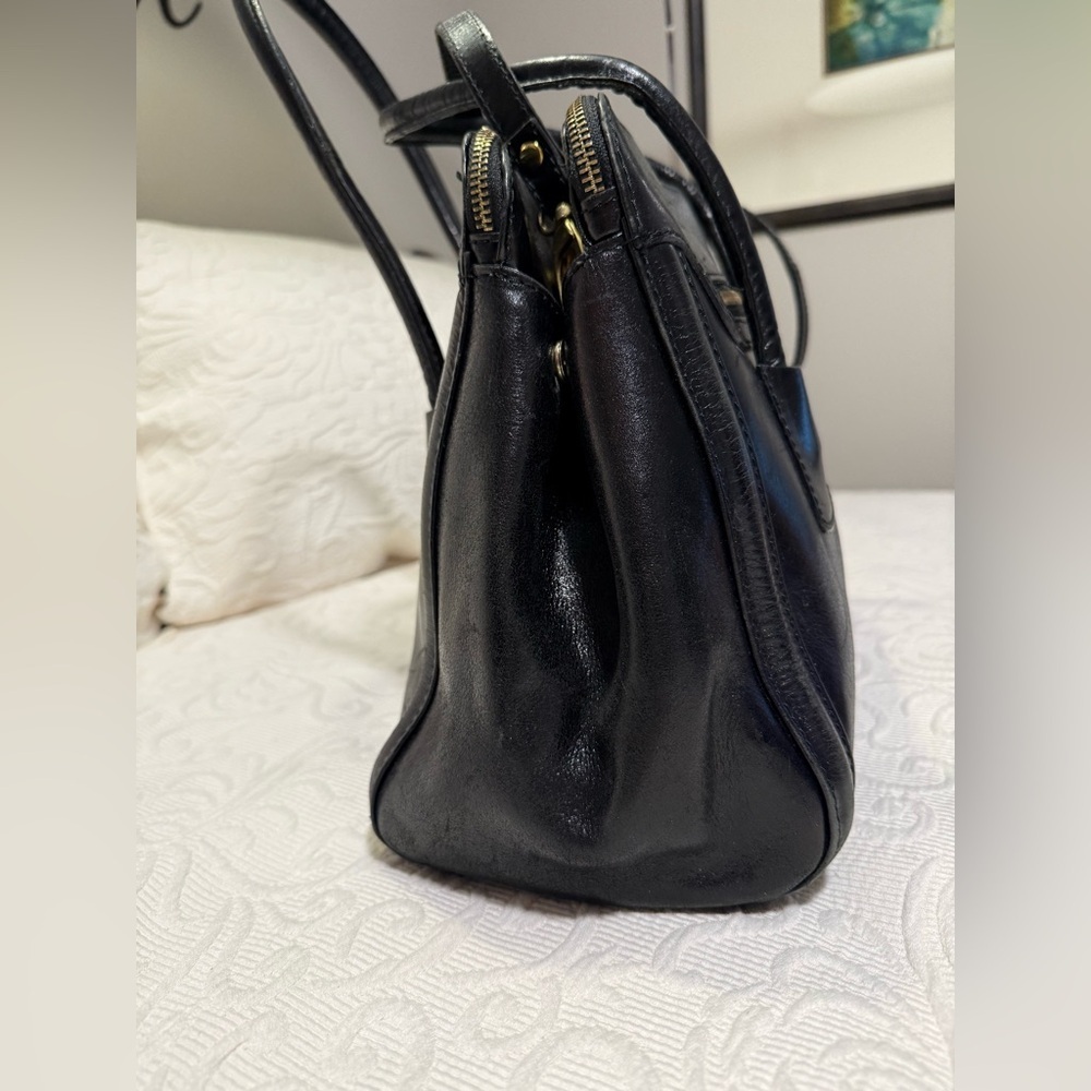 Gently Used Italian Black Leather Handbag - Picture 4 of 8